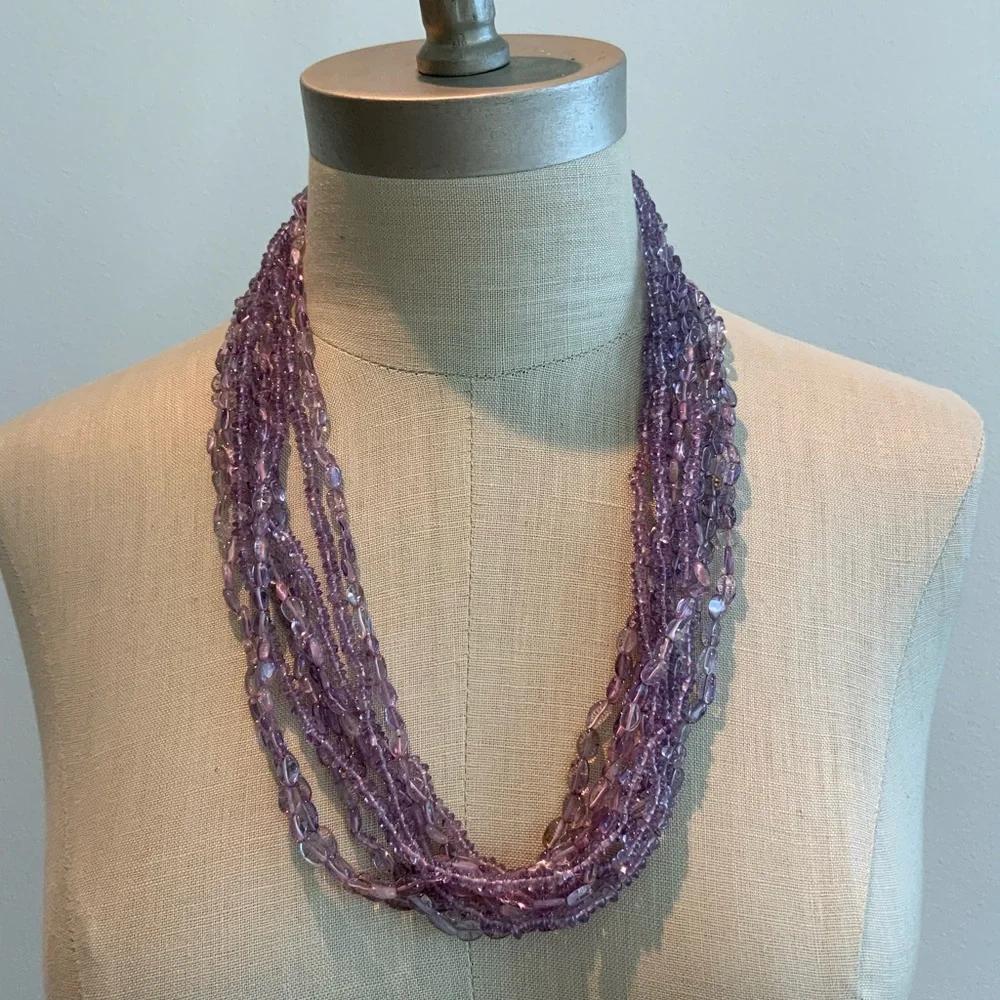 Gorgeous 6 Strand Amethyst Bead Necklace - Picture 4 of 4